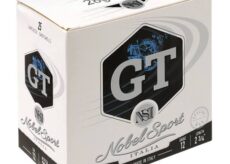 Box of GT Nobel Sport Italian shotgun ammunition with prominent GT logo and 'Nobel Sport Italia' text on the front.